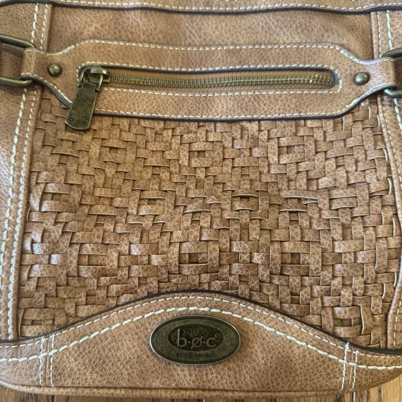 B.O.C Born Concept Brown Weave Crossbody Handbag Purse Long Adjustable Strap Zip - Picture 10 of 16